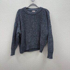 Faherty Blue Knit Long Sleeve Cotton Pullover Crop Sweater Womens size Medium